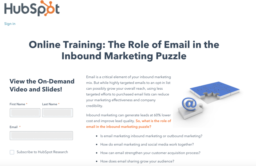 Webinar Inbound Marketing Esempio